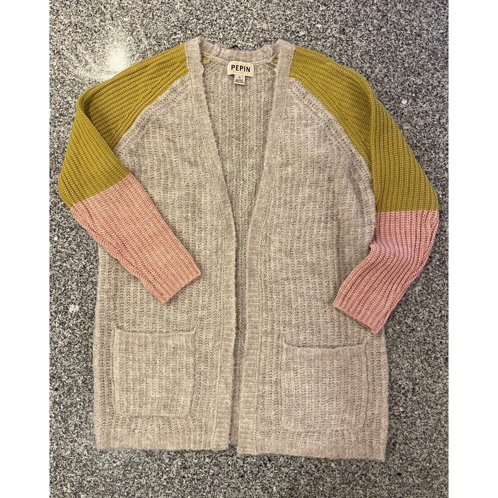 ANTHROPOLOGIE PEPIN Colorblock Wool Alpaca Blend Sweater Cardigan Size XS